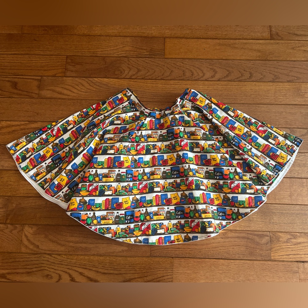 Handmade whimsical grocery skater skirt